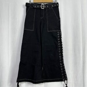 Current Mood Grommet Wide Leg Jeans Womens Large Streetwear 90s Goth Skater